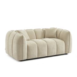 Gerades Sofa MATILDA 2-Sitzer mit beigem Chenille-Stoff