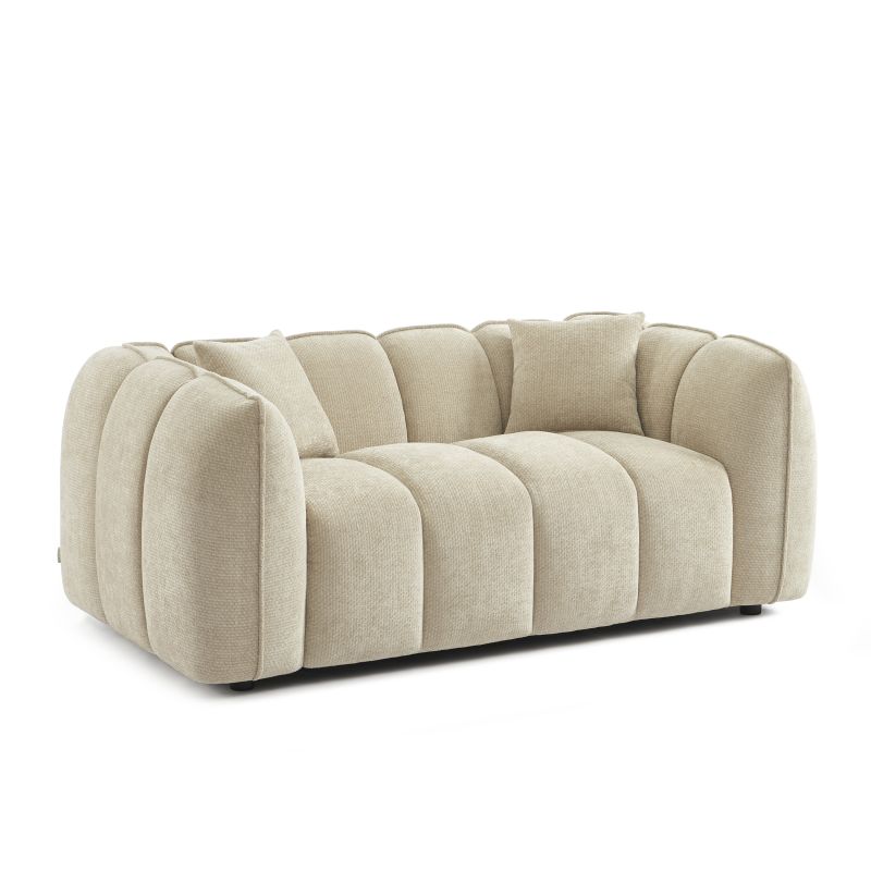 Gerades Sofa MATILDA 2-Sitzer mit beigem Chenille-Stoff