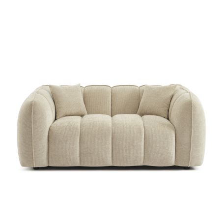 Divano lineare MATILDA 2 posti in tessuto ciniglia beige