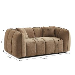 Gerades Sofa MATILDA 2-Sitzer mit braunem Chenille-Stoff