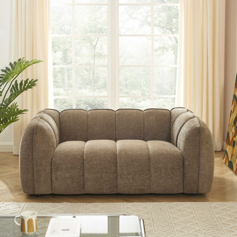 Gerades Sofa MATILDA 2-Sitzer mit braunem Chenille-Stoff