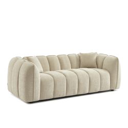 Divano lineare MATILDA 3 posti in tessuto ciniglia beige