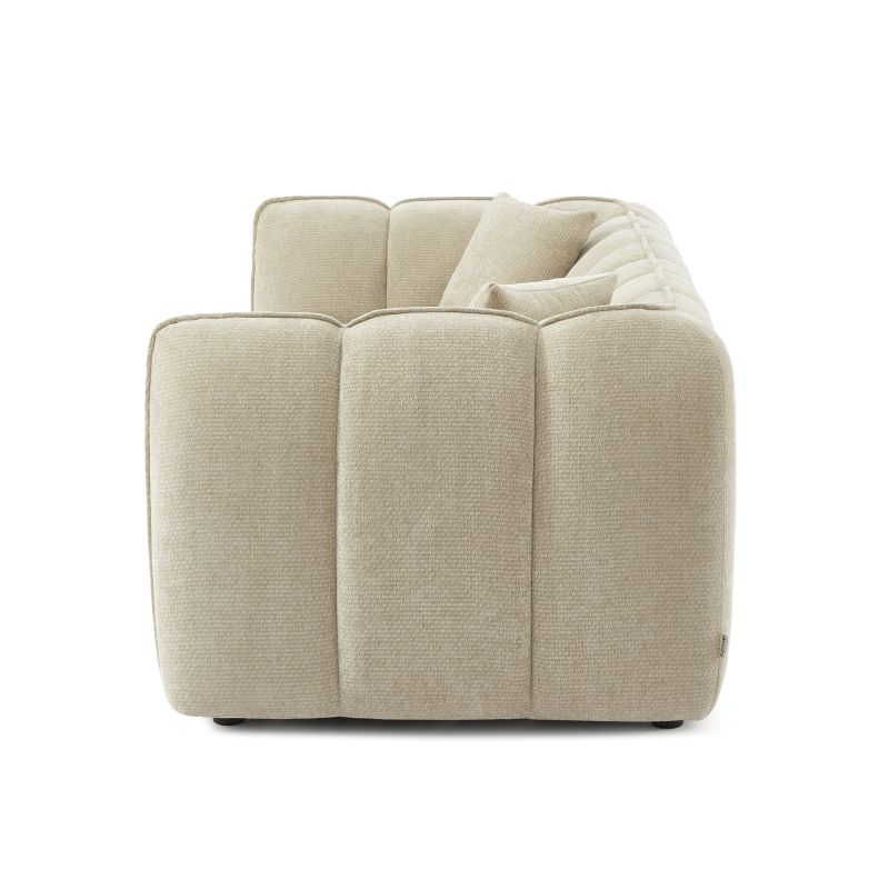 Divano lineare MATILDA 3 posti in tessuto ciniglia beige