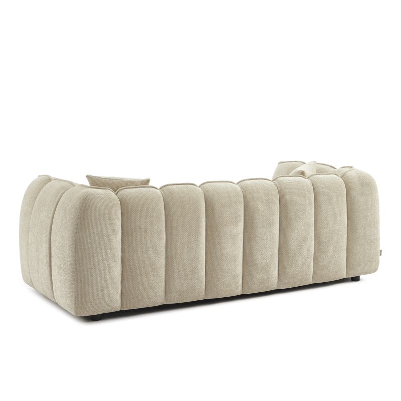 Divano lineare MATILDA 3 posti in tessuto ciniglia beige