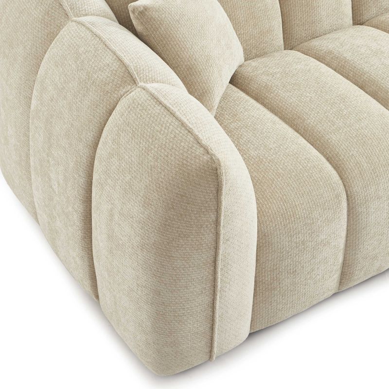 Divano lineare MATILDA 3 posti in tessuto ciniglia beige