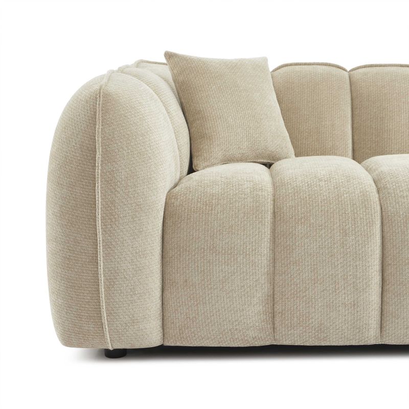 Divano lineare MATILDA 3 posti in tessuto ciniglia beige
