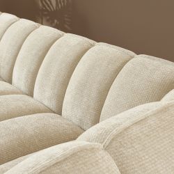 Divano lineare MATILDA 3 posti in tessuto ciniglia beige