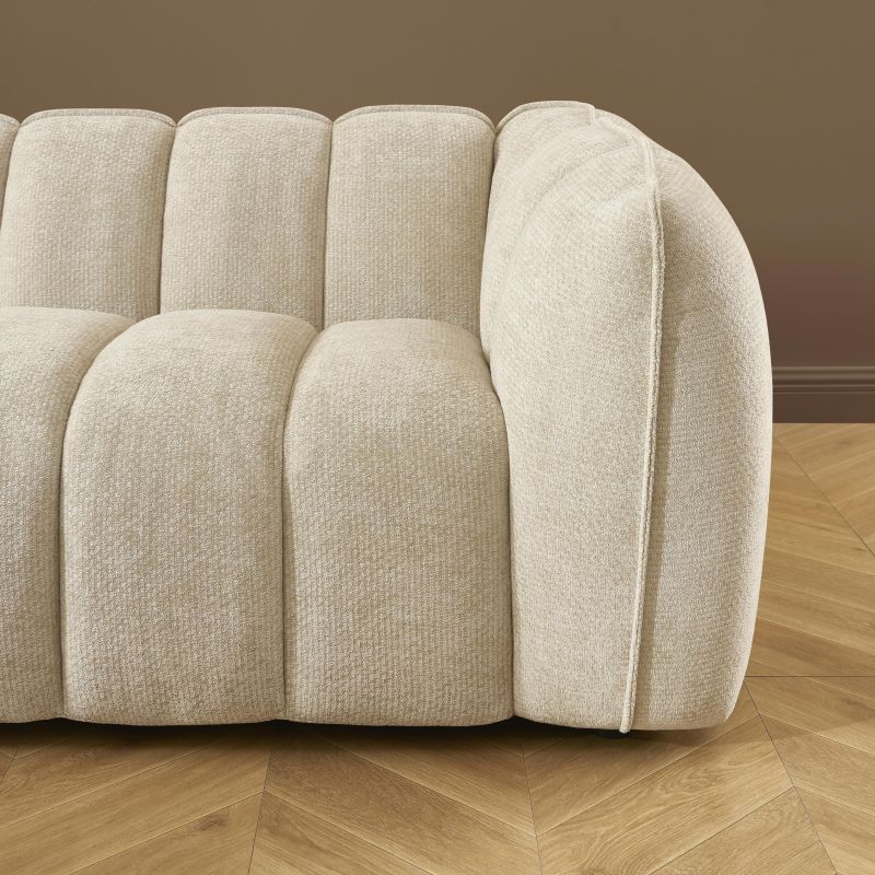Divano lineare MATILDA 3 posti in tessuto ciniglia beige