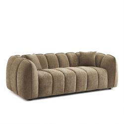 Gerades Sofa MATILDA mit 3 Sitzplätzen, brauner Chenille-Stoff