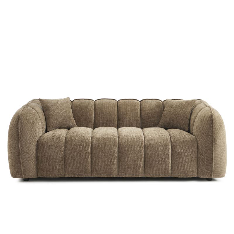 Gerades Sofa MATILDA mit 3 Sitzplätzen, brauner Chenille-Stoff