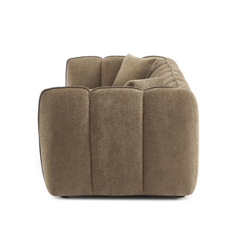 Gerades Sofa MATILDA mit 3 Sitzplätzen, brauner Chenille-Stoff