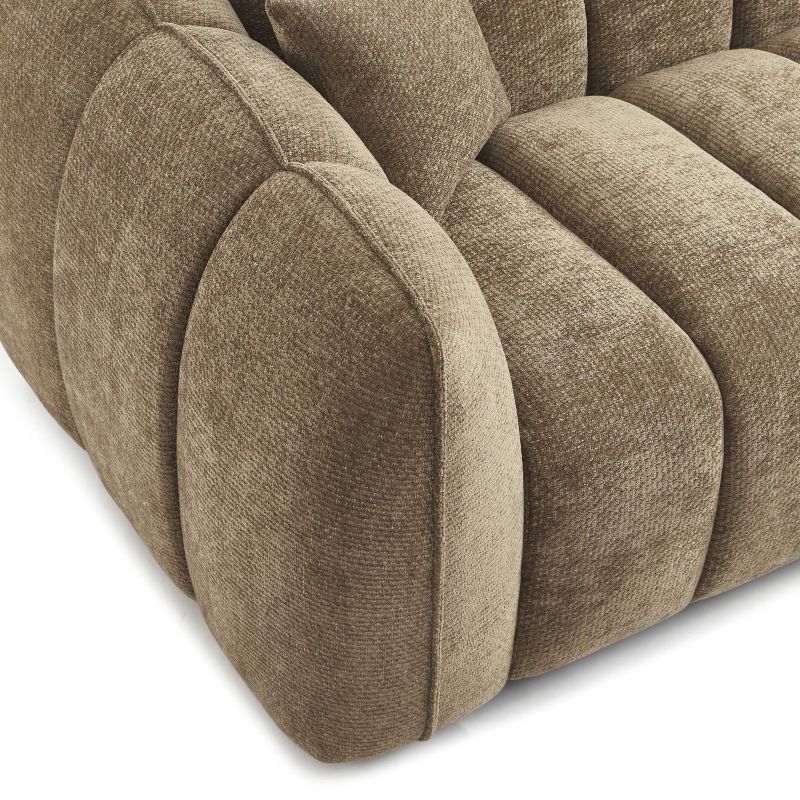 Gerades Sofa MATILDA mit 3 Sitzplätzen, brauner Chenille-Stoff