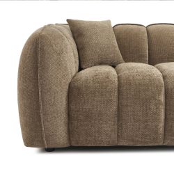 Gerades Sofa MATILDA mit 3 Sitzplätzen, brauner Chenille-Stoff