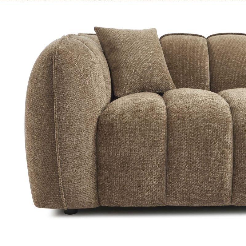 Gerades Sofa MATILDA mit 3 Sitzplätzen, brauner Chenille-Stoff