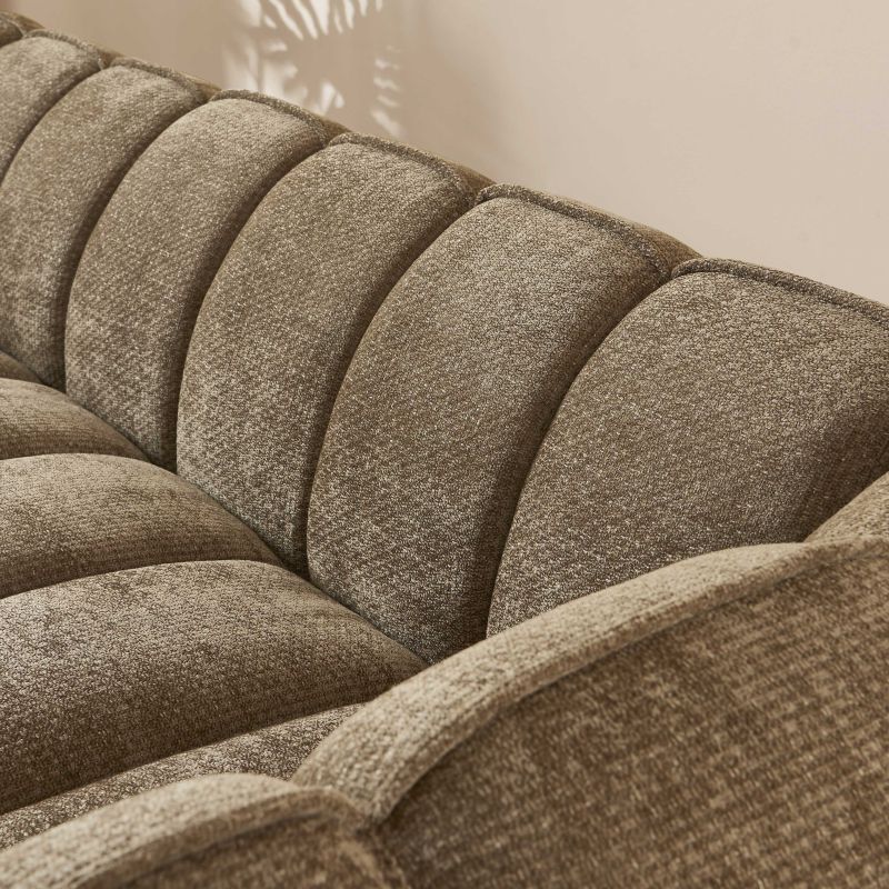 Gerades Sofa MATILDA mit 3 Sitzplätzen, brauner Chenille-Stoff