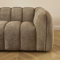 Gerades Sofa MATILDA mit 3 Sitzplätzen, brauner Chenille-Stoff