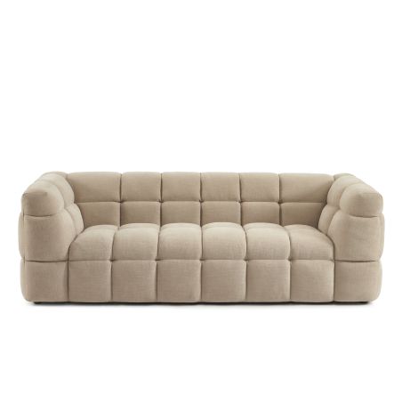 Gerades Sofa MOODY 3-Sitzer, beigefarbener Leinenstoff