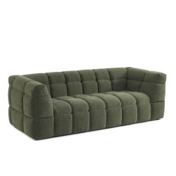 Canapé droit MOODY 3 places tissu lin vert
