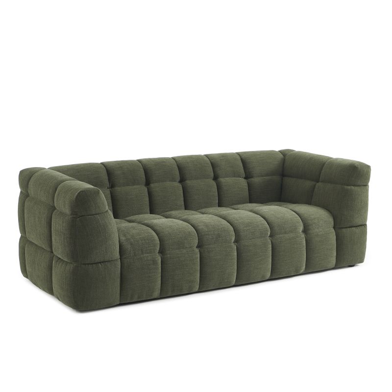 Canapé droit MOODY 3 places tissu lin vert
