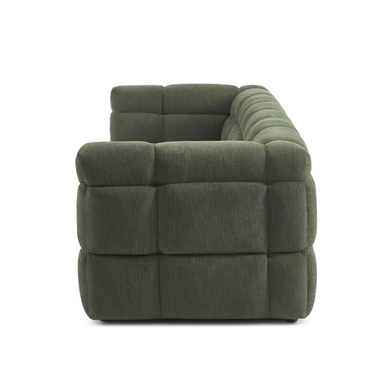 Canapé droit MOODY 3 places tissu lin vert