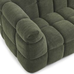 Canapé droit MOODY 3 places tissu lin vert