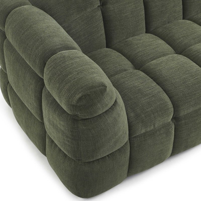 Canapé droit MOODY 3 places tissu lin vert