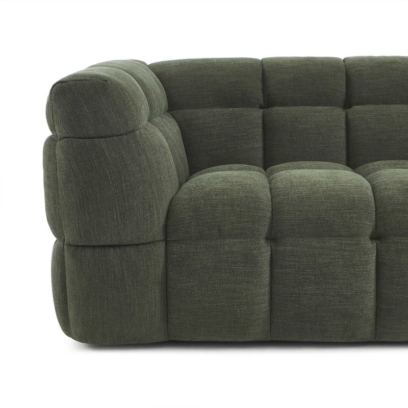 Canapé droit MOODY 3 places tissu lin vert