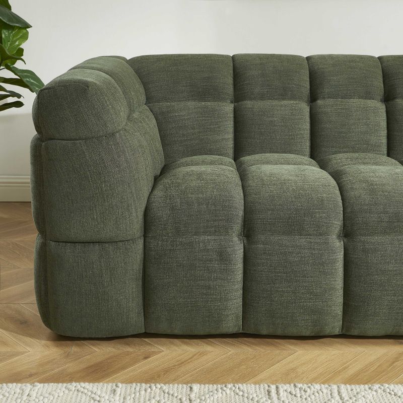 Canapé droit MOODY 3 places tissu lin vert