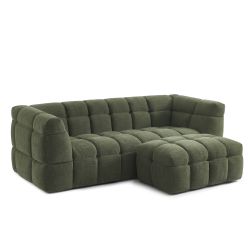 Pouf MOODY tissu lin vert