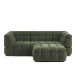 Pouf MOODY tissu lin vert