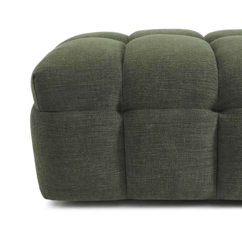Pouf MOODY tissu lin vert