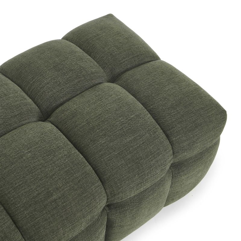 Pouf MOODY tissu lin vert