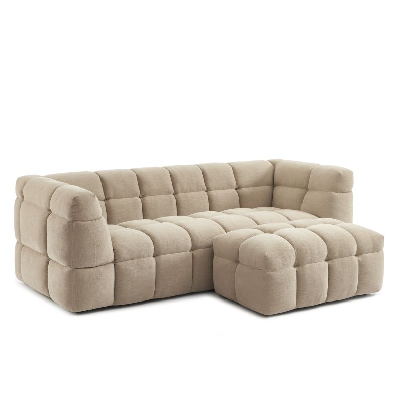 Pouf MOODY tissu lin beige