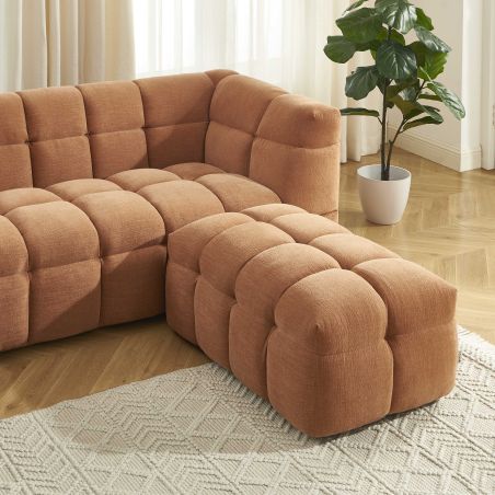 Pouf MOODY in tessuto di lino scoiattolo