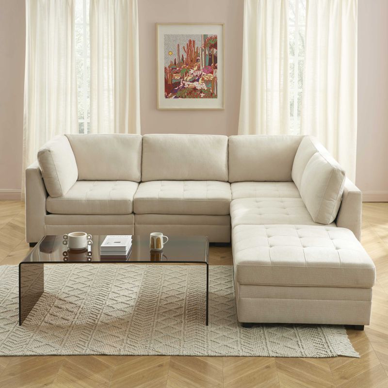 Sessel BILLIE 1-Sitzer, Stoff Chenille beige