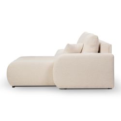 Canapé d'angle droit convertible BELEM 4/5 places tissu bouclette écru