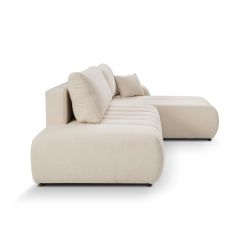 Canapé d'angle droit convertible BELEM 4/5 places tissu bouclette écru