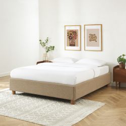 Kastenbett KORALL Tweedstoff taupe 160x200 inkl. Lattenrost