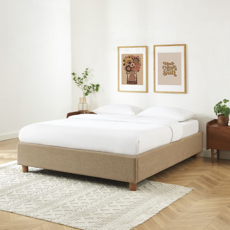 Kastenbett KORALL Tweedstoff taupe 160x200 inkl. Lattenrost