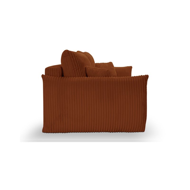 Canapé droit convertible GLORIA 3 places velours côtelé terracotta