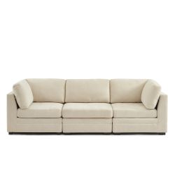 Poltrona angolare BILLIE 1 posto in tessuto ciniglia beige