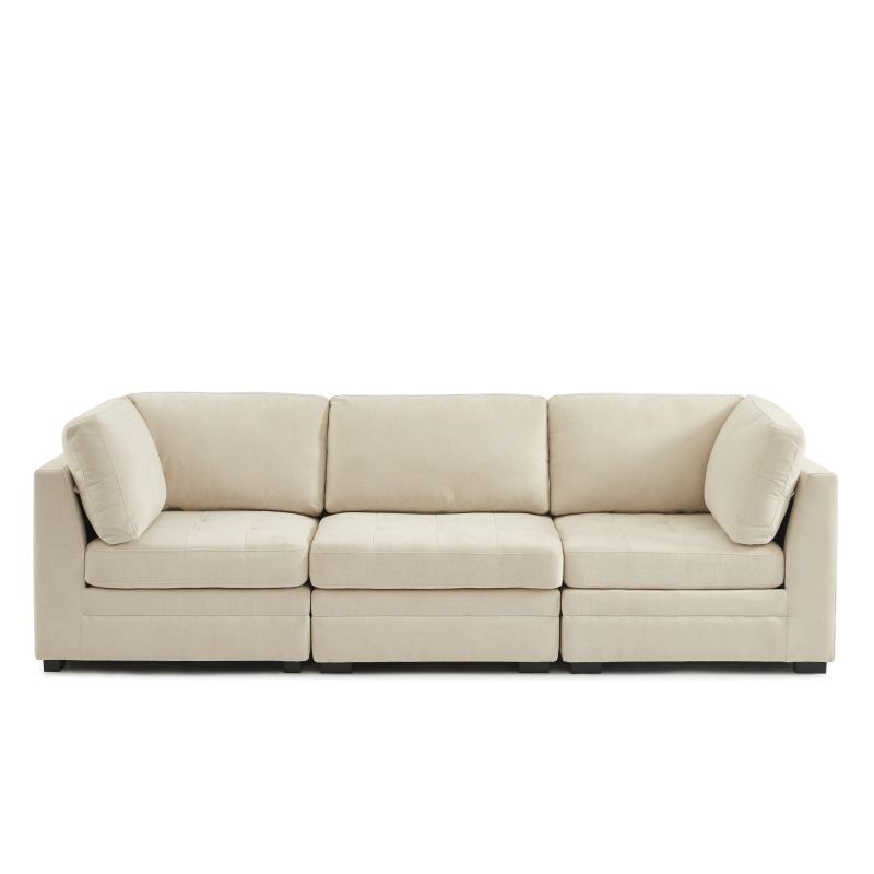 Poltrona angolare BILLIE 1 posto in tessuto ciniglia beige
