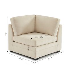 Poltrona angolare BILLIE 1 posto in tessuto ciniglia beige