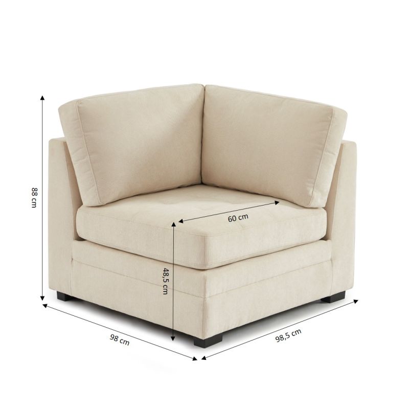 Poltrona angolare BILLIE 1 posto in tessuto ciniglia beige
