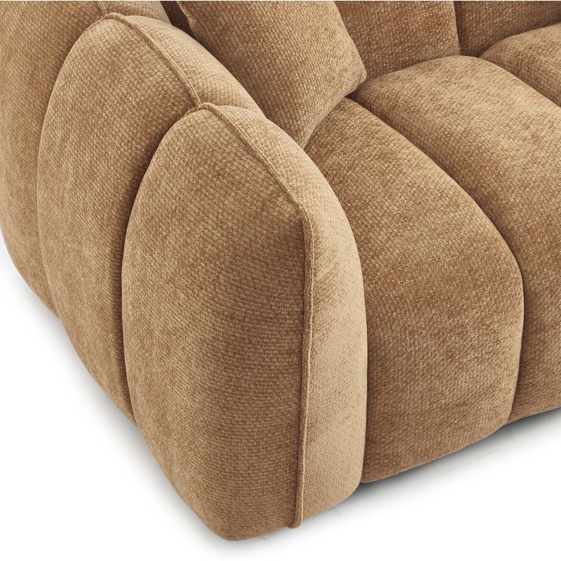Divano lineare MATILDA 2 posti in tessuto ciniglia terracotta
