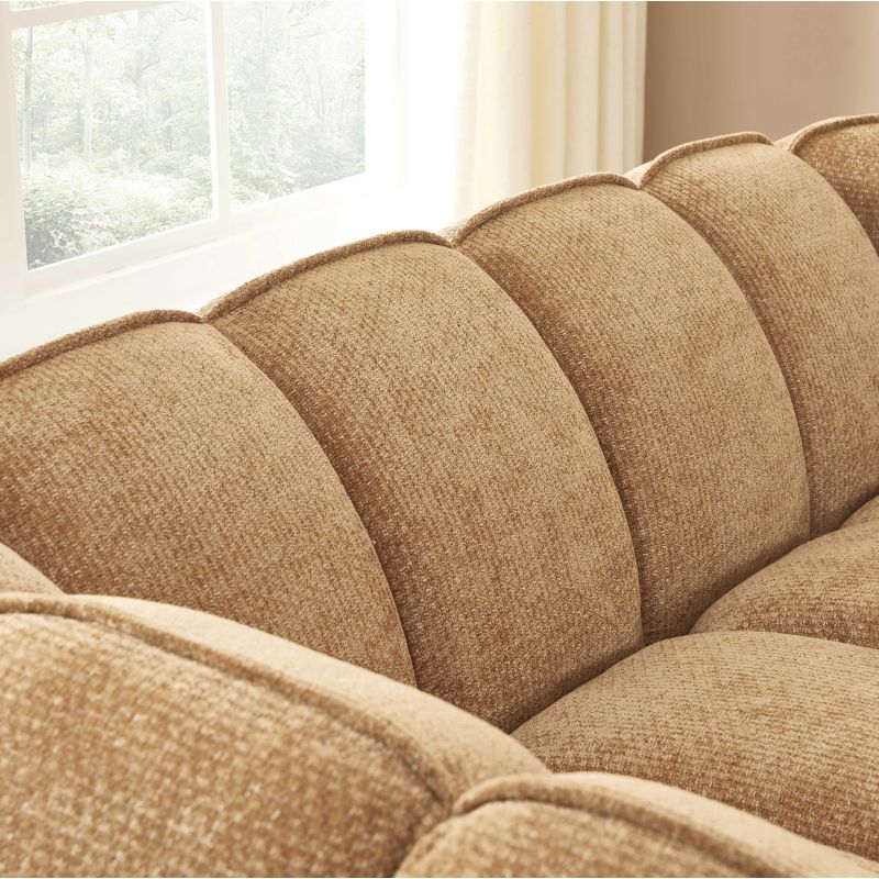 Divano lineare MATILDA 2 posti in tessuto ciniglia terracotta