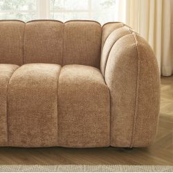 Divano lineare MATILDA 2 posti in tessuto ciniglia terracotta