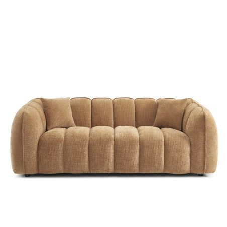 Divano lineare MATILDA 3 posti in tessuto ciniglia terracotta