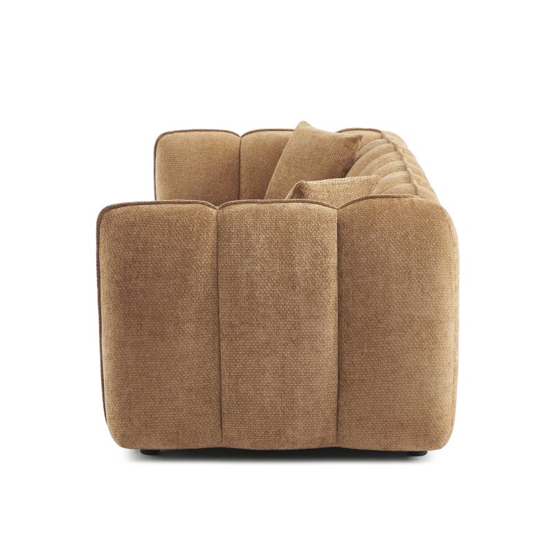 Divano lineare MATILDA 3 posti in tessuto ciniglia terracotta