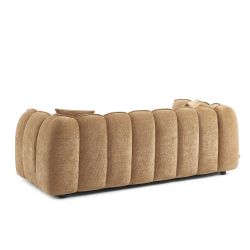 Divano lineare MATILDA 3 posti in tessuto ciniglia terracotta